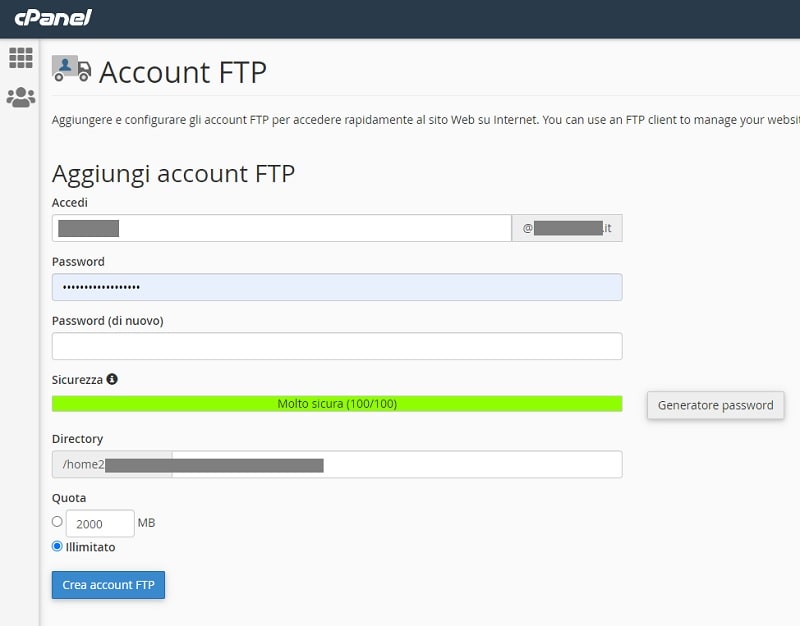 Account FTP cPanel