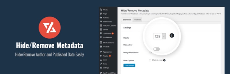 Hide Remove metadata per nascondere data e autore