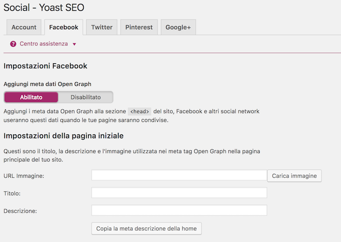 opzioni social yoast