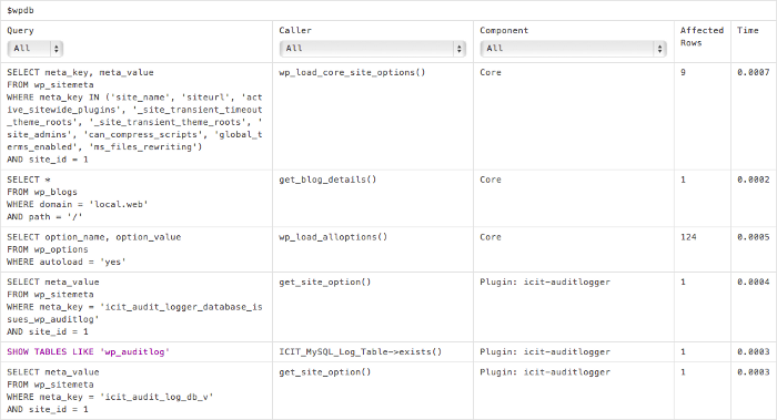 Come velocizzare WordPress - Risultati analisi Query Monitor