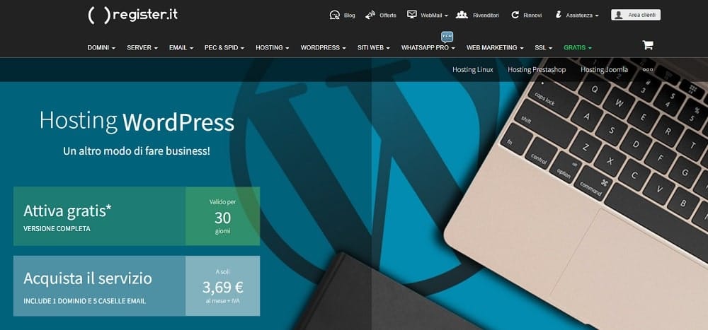 Register hosting WordPress prezzi 2022
