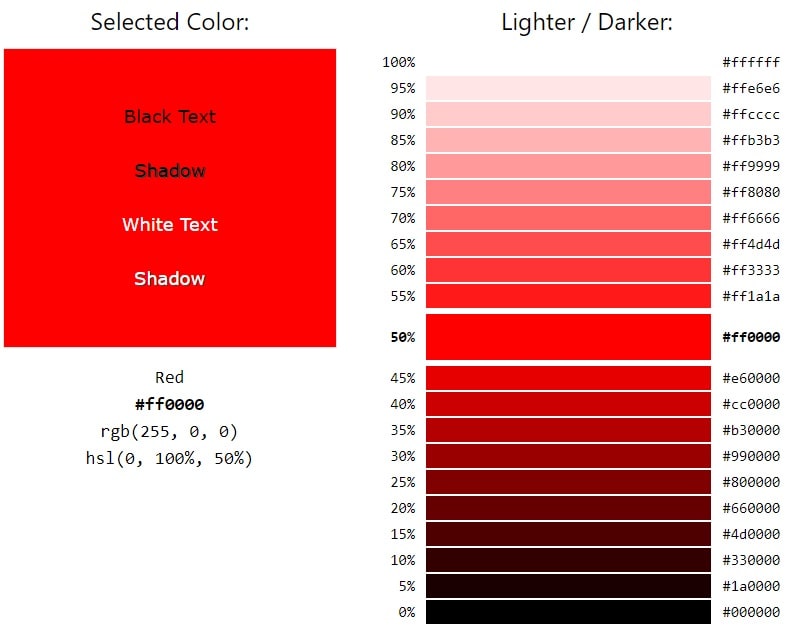 Rosso colore HTML