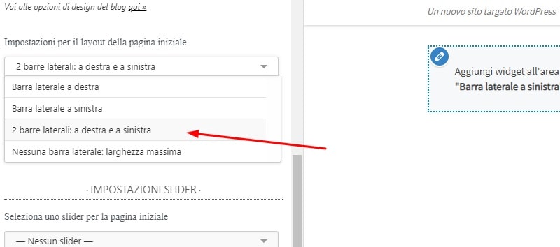 Impostazioni Sidebar tema Customizr