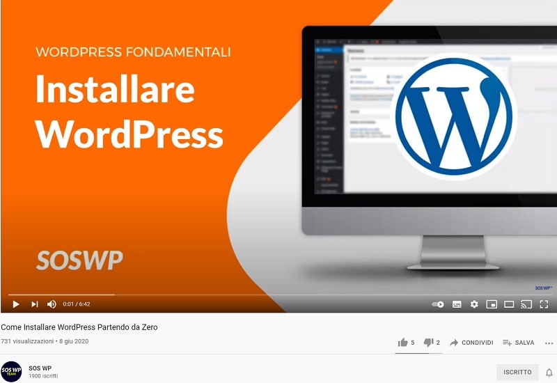 Video YouTube su come installare WordPress