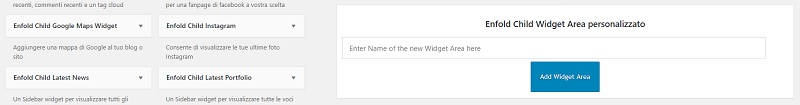 Area widget personalizzabile di Enfold