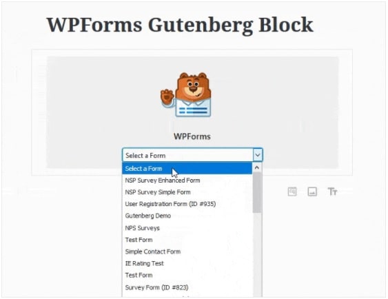 Blocco di Gutenberg WPForms